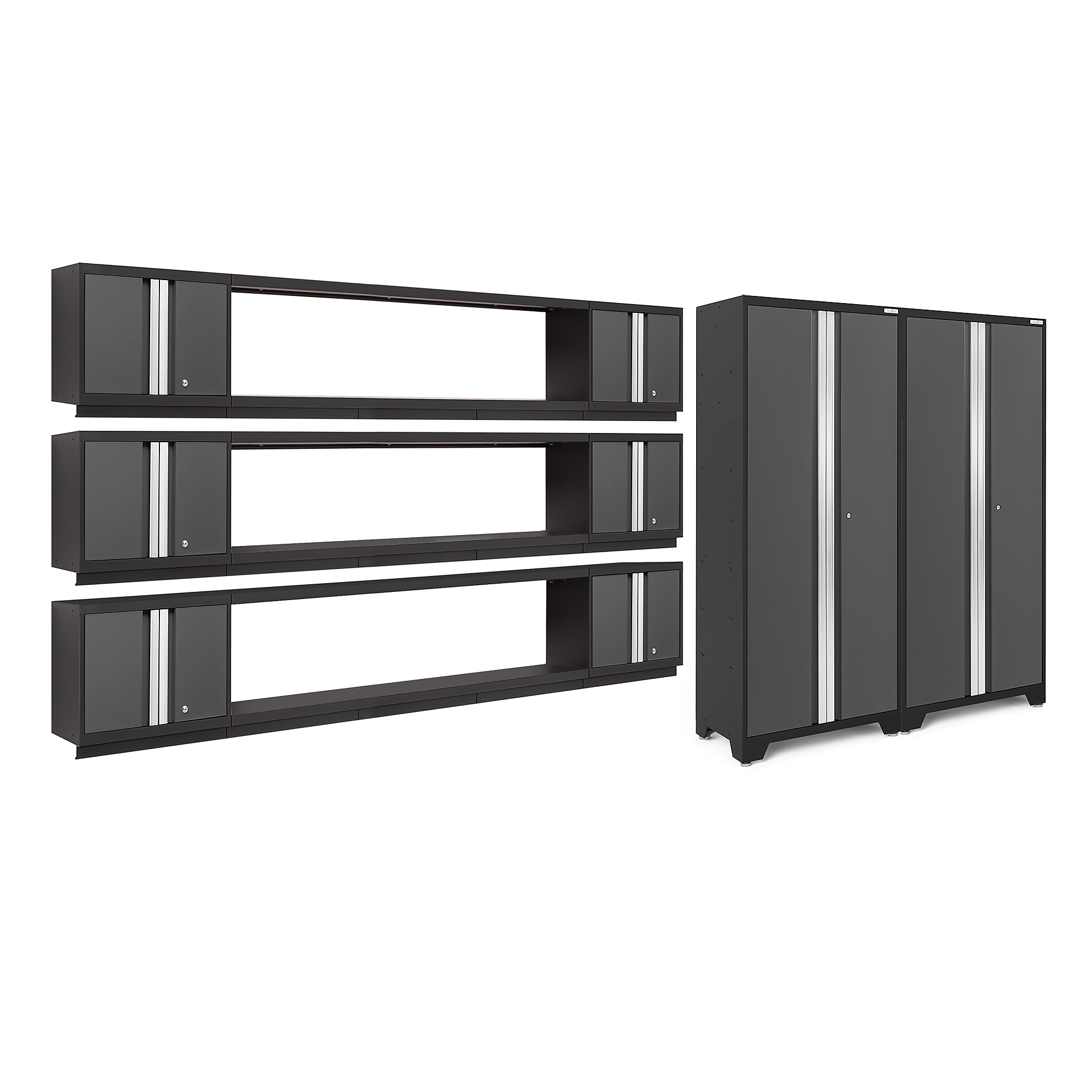 NewAge Products, Bold Series Gray Steel Garage Wall Cabinet Set, Width 420 in, Height 77.25 in, Depth 18 in, Model# 50685